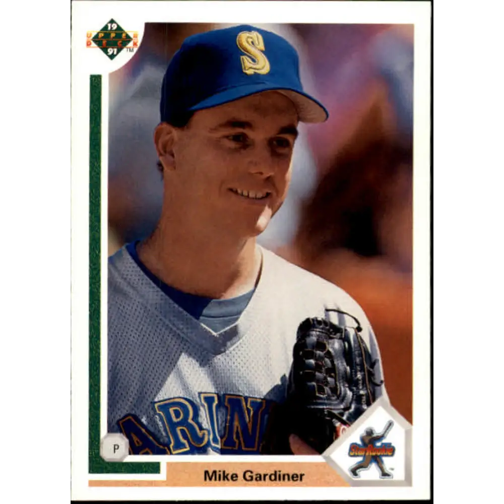 1991 Upper Deck #14 Mike Gardiner EX Excellent RC Rookie Seattle Mariners Baseball Card  Image 1