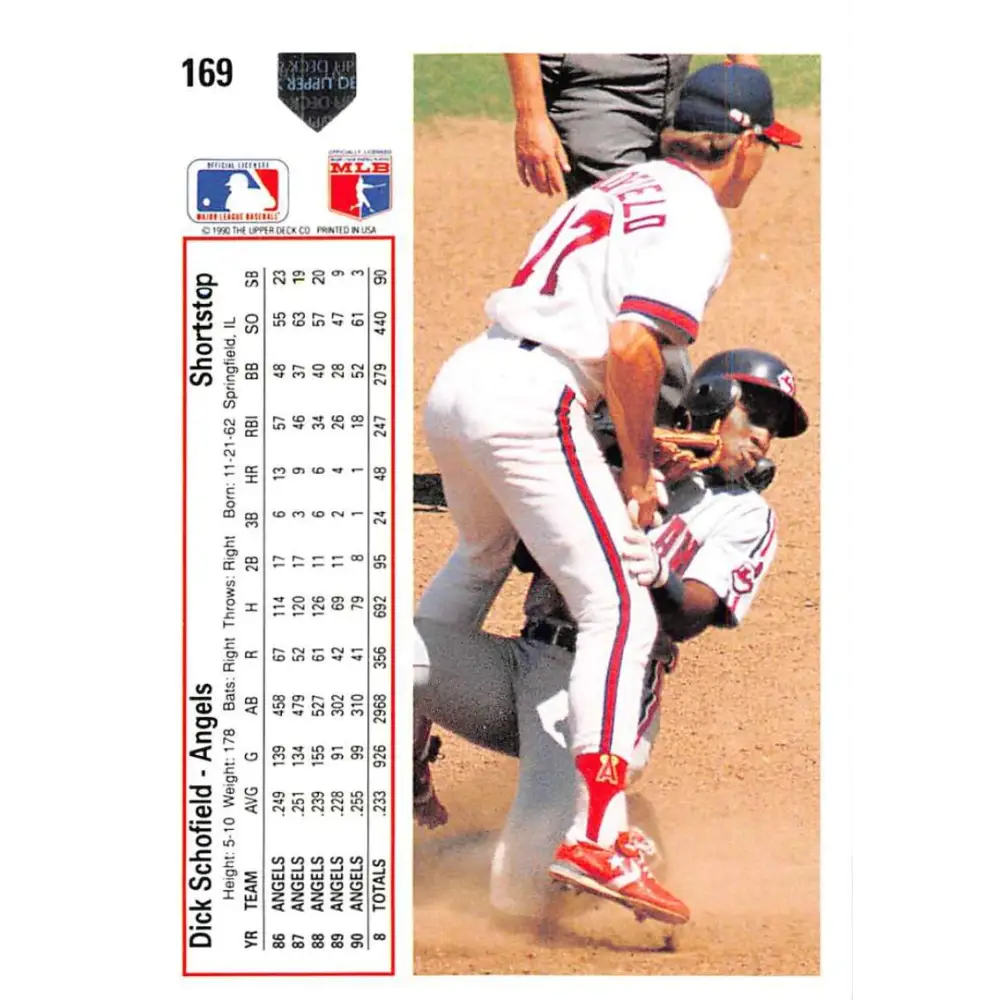 1991 Upper Deck #169 Dick Schofield EX Excellent California Angels Baseball Card  Image 2