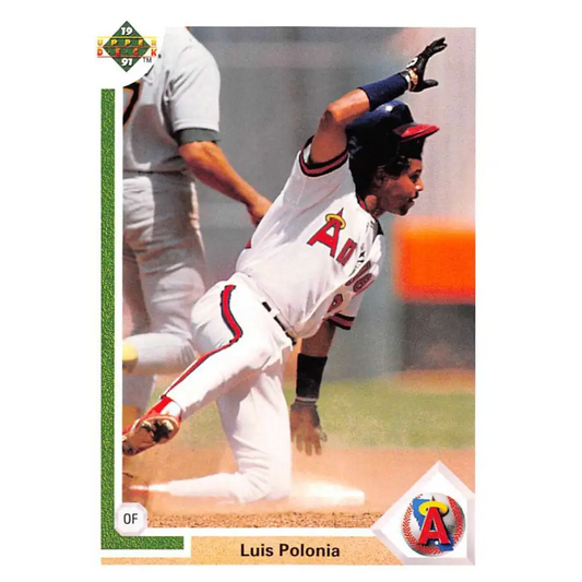 1991 Upper Deck #187 Luis Polonia EX Excellent California Angels Baseball Card  Image 1