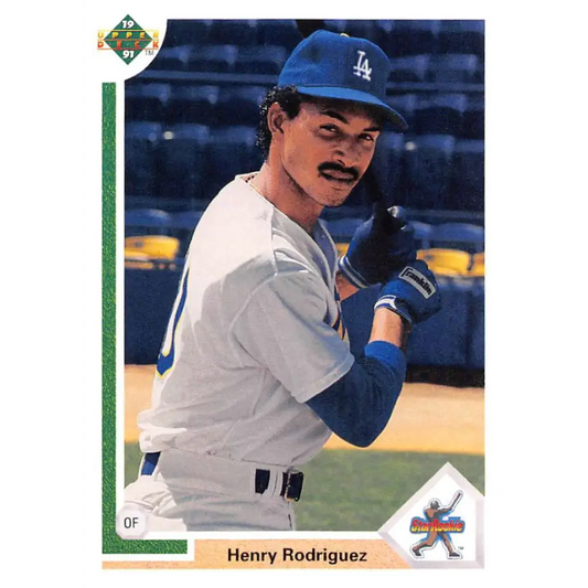 1991 Upper Deck #21 Henry Rodriguez EX Excellent RC Rookie Los Angeles Dodgers Baseball Card  Image 1