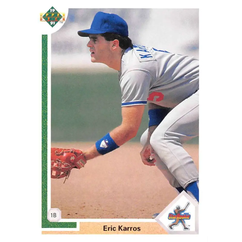 1991 Upper Deck #24 Eric Karros EX Excellent RC Rookie Los Angeles Dodgers Baseball Card  Image 1