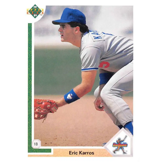 1991 Upper Deck #24 Eric Karros EX Excellent RC Rookie Los Angeles Dodgers Baseball Card  Image 1
