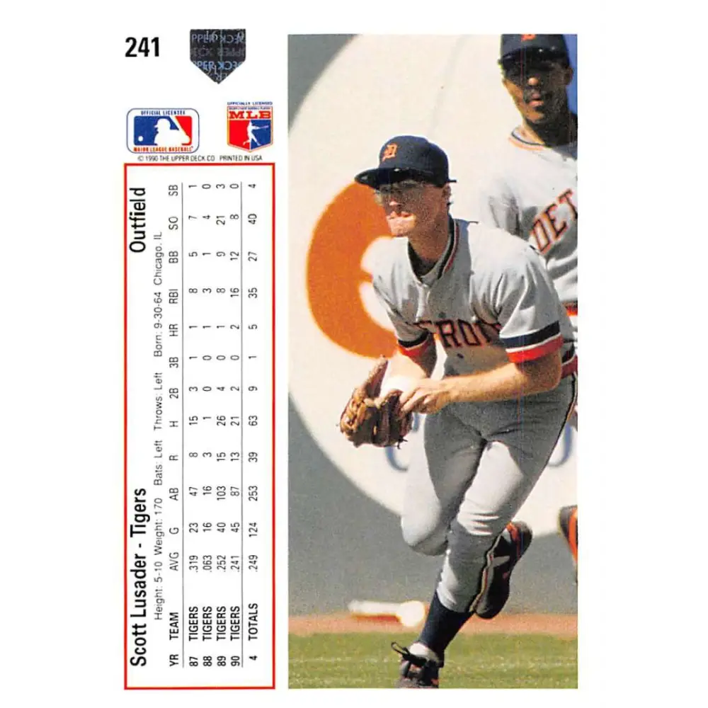 1991 Upper Deck #241 Scott Lusader EX Excellent Detroit Tigers Baseball Card  Image 2