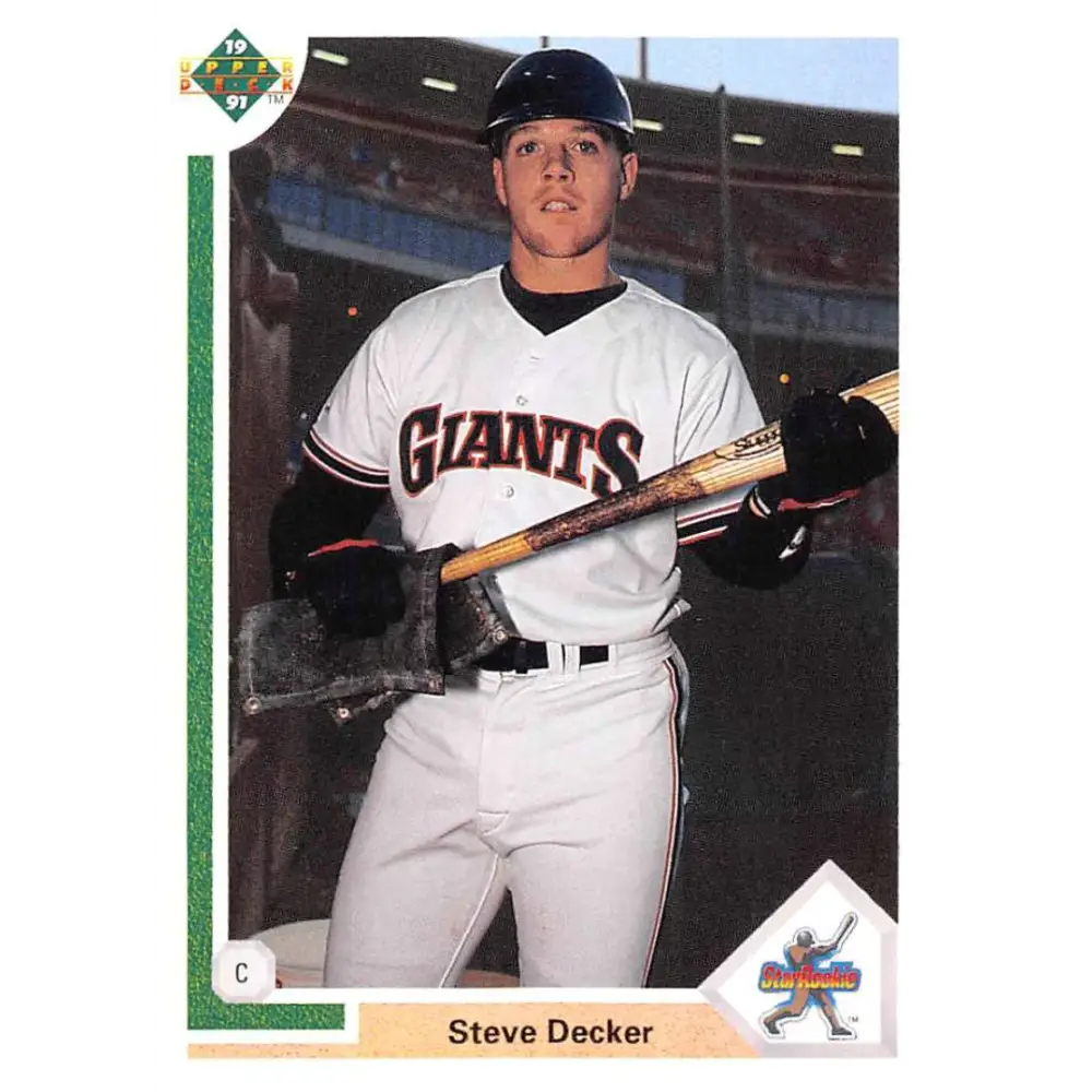 1991 Upper Deck #25 Steve Decker EX Excellent RC Rookie San Francisco Giants Baseball Card  Image 1