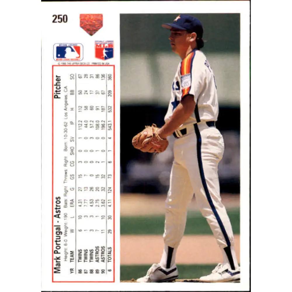 1991 Upper Deck #250 Mark Portugal NM-MT Houston Astros Baseball Card Image 2