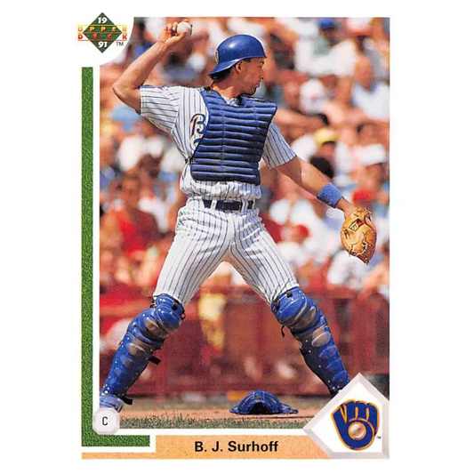 1991 Upper Deck #254 B.J. Surhoff EX Excellent Milwaukee Brewers Baseball Card  Image 1