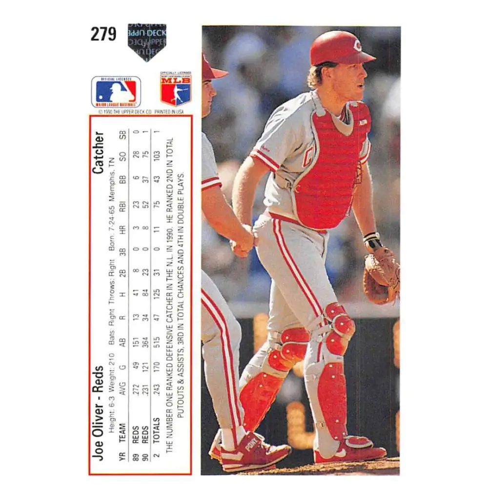 1991 Upper Deck #279 Joe Oliver EX Excellent Cincinnati Reds Baseball Card  Image 2