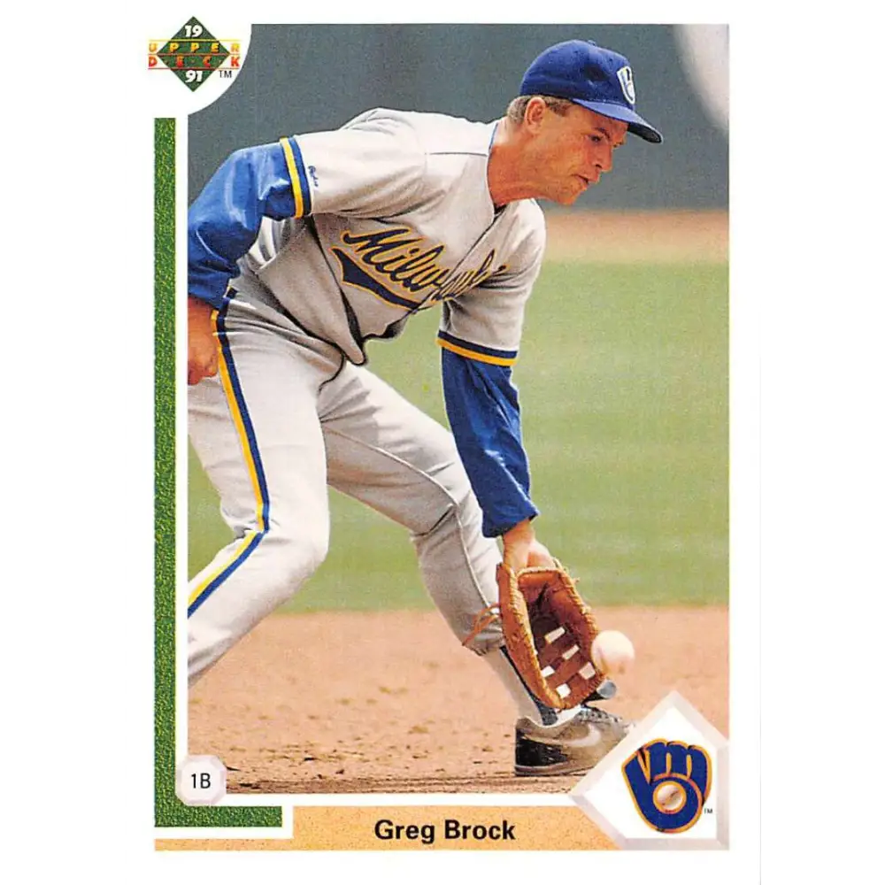 1991 Upper Deck #289 Greg Brock NM-MT Milwaukee Brewers Baseball Card Image 1