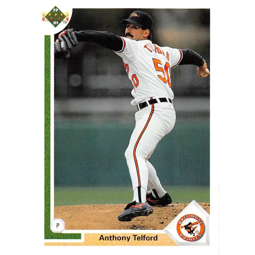 1991 Upper Deck #304 Anthony Telford NM-MT RC Rookie Baltimore Orioles Baseball Card Image 1