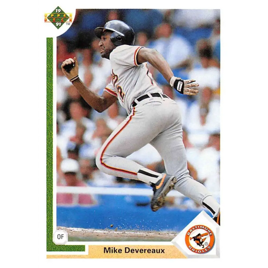 1991 Upper Deck #308 Mike Devereaux NM-MT Baltimore Orioles Baseball Card Image 1