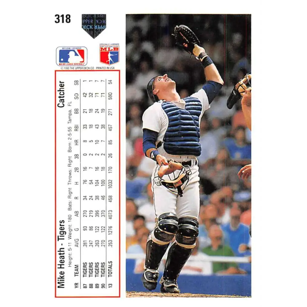 1991 Upper Deck #318 Mike Heath NM-MT Detroit Tigers Baseball Card Image 2
