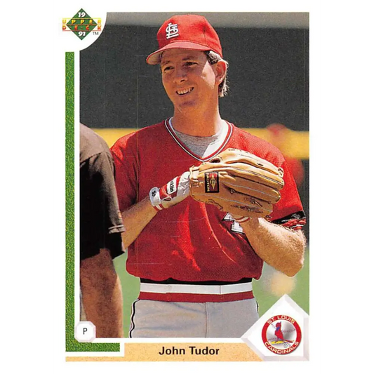1991 Upper Deck #329 John Tudor UER NM-MT St. Louis Cardinals Baseball Card Image 1