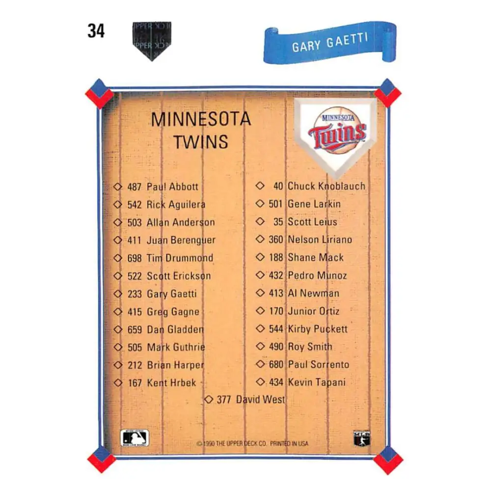 1991 Upper Deck #34 Gary Gaetti TC NM-MT Minnesota Twins Baseball Card Image 2