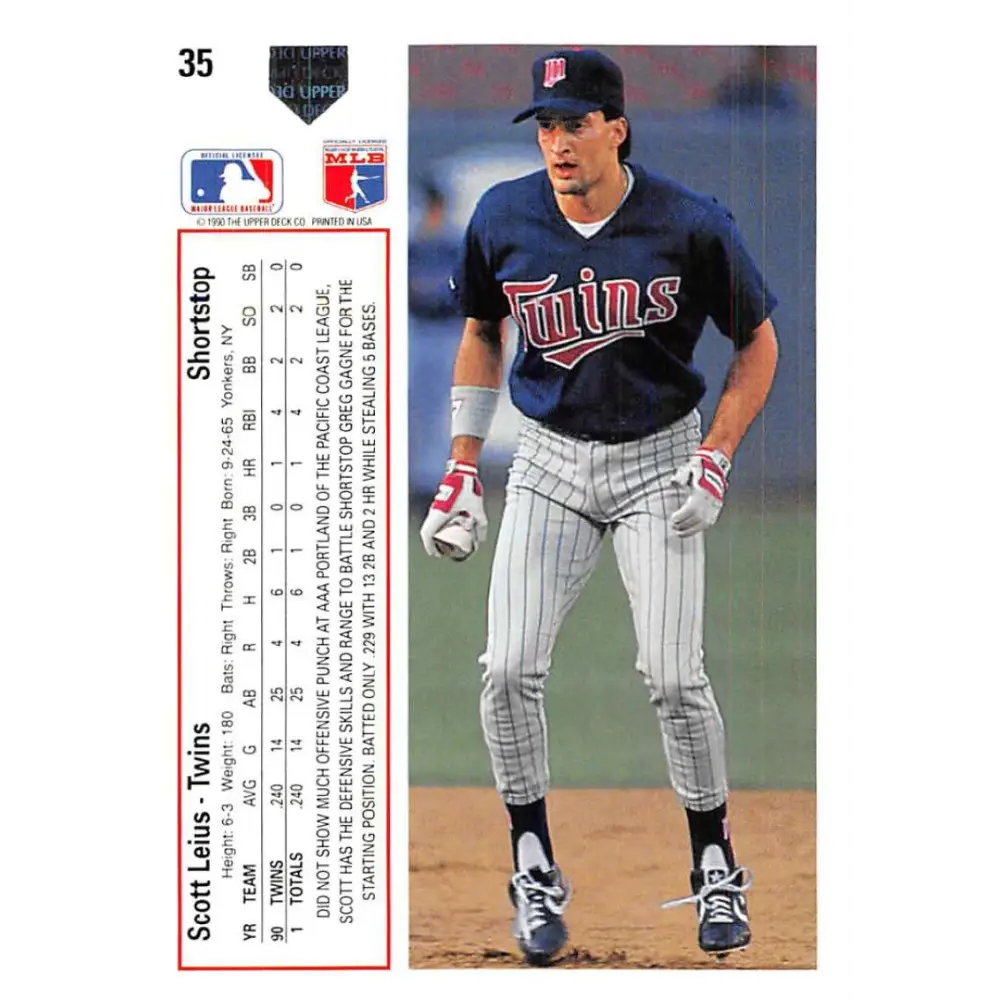 1991 Upper Deck #35 Scott Leius EX Excellent Minnesota Twins Baseball Card  Image 2