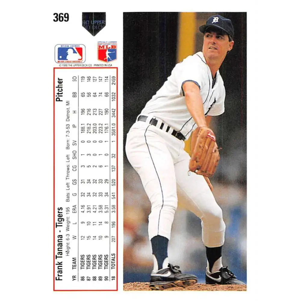 1991 Upper Deck #369 Frank Tanana NM-MT Detroit Tigers Baseball Card Image 2