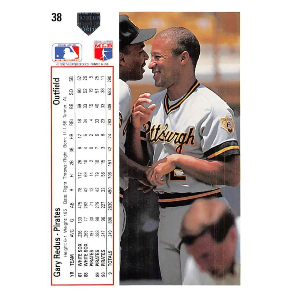 1991 Upper Deck #38 Gary Redus EX Excellent Pittsburgh Pirates Baseball Card  Image 2