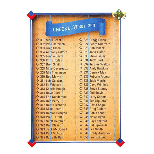 1991 Upper Deck #400 Checklist 301-400 EX Excellent checklist Baseball Card  Image 1