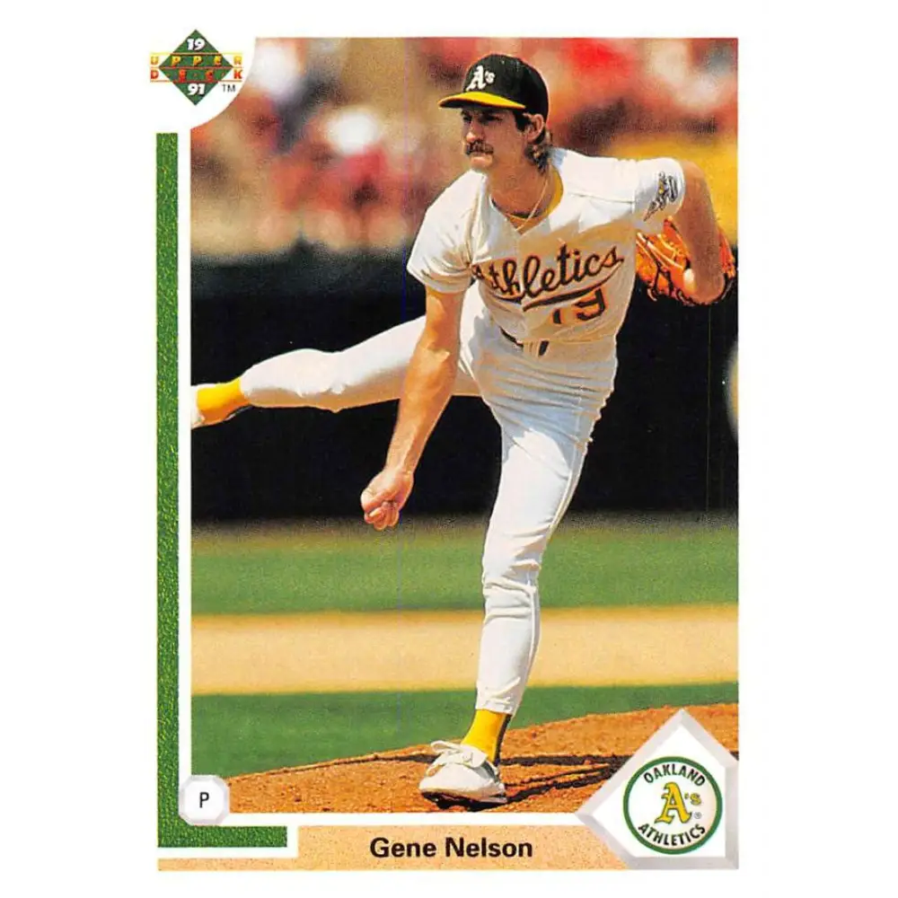 1991 Upper Deck #403 Gene Nelson EX Excellent Oakland Athletics Baseball Card  Image 1