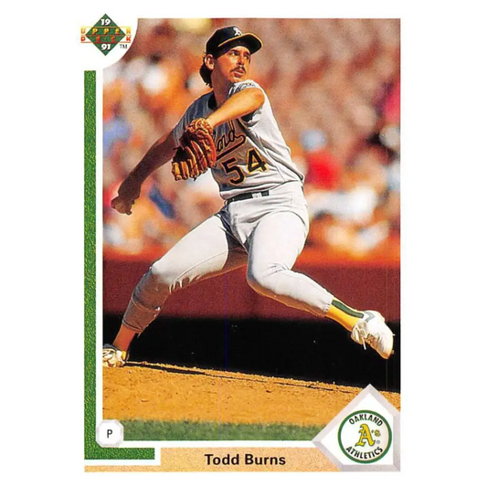 1991 Upper Deck #405 Todd Burns NM-MT Oakland Athletics Baseball Card Image 1