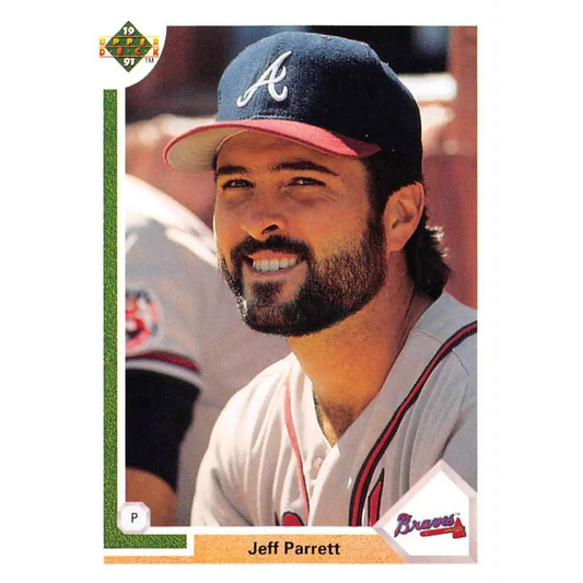 1991 Upper Deck #417 Jeff Parrett NM-MT Atlanta Braves Baseball Card Image 1