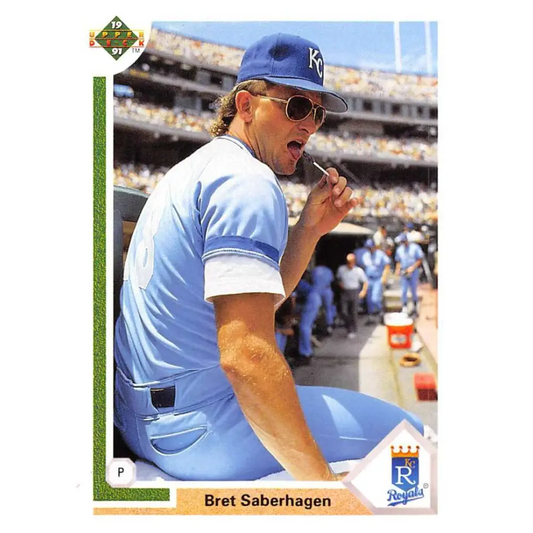 1991 Upper Deck #435 Bret Saberhagen EX Excellent Kansas City Royals Baseball Card  Image 1