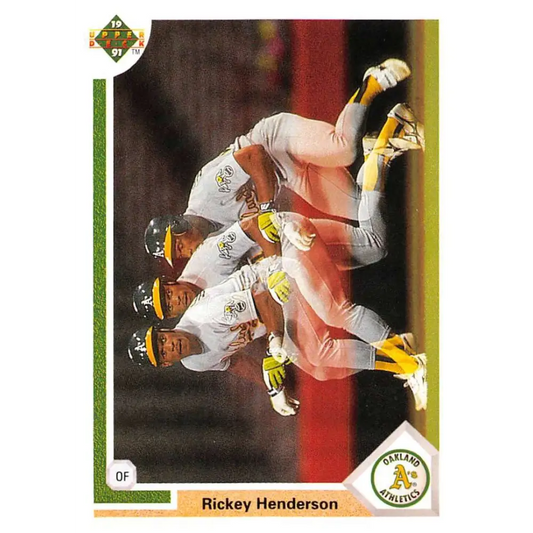 1991 Upper Deck #444 Rickey Henderson EX Excellent Oakland Athletics Baseball Card  Image 1