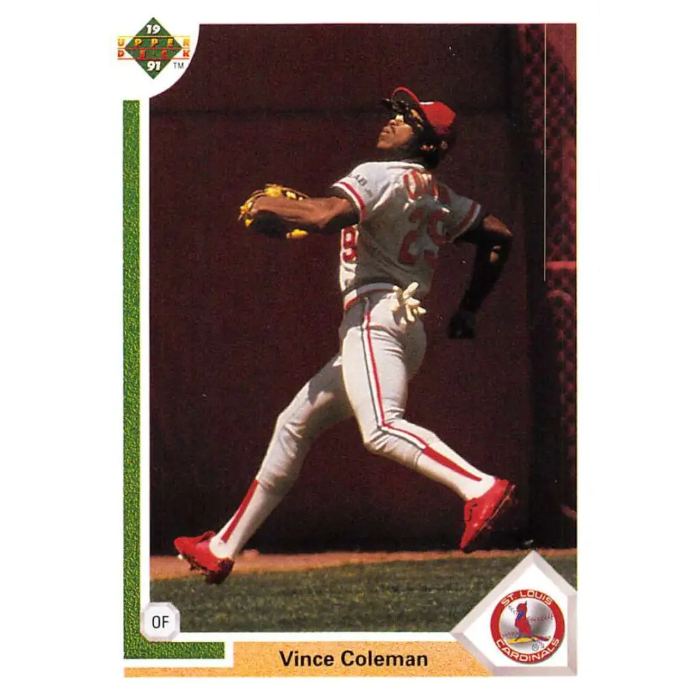 1991 Upper Deck #461 Vince Coleman EX Excellent St. Louis Cardinals Baseball Card  Image 1