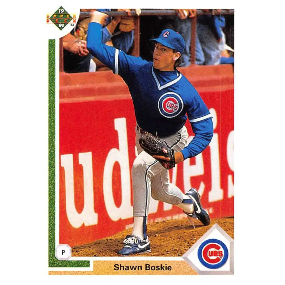 1991 Upper Deck #471 Shawn Boskie UER NM-MT Chicago Cubs Baseball Card Image 1