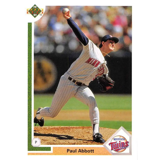 1991 Upper Deck #487 Paul Abbott NM-MT RC Rookie Minnesota Twins Baseball Card Image 1