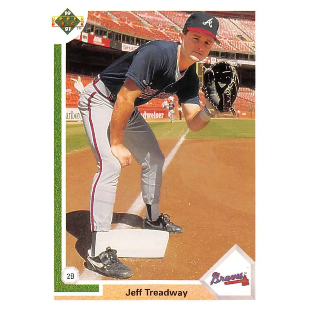 1991 Upper Deck #499 Jeff Treadway EX Excellent Atlanta Braves Baseball Card  Image 1