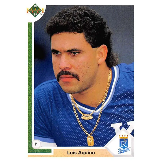 1991 Upper Deck #504 Luis Aquino NM-MT Kansas City Royals Baseball Card Image 1