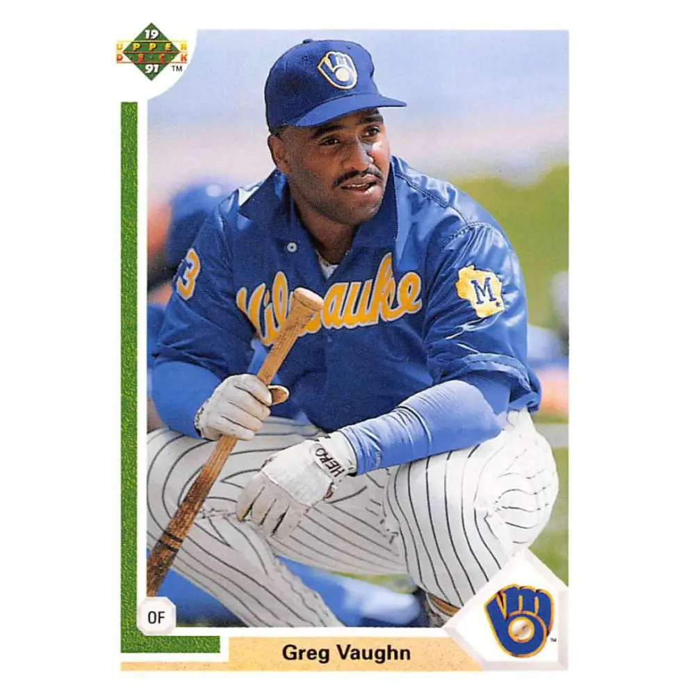 1991 Upper Deck #526 Greg Vaughn EX Excellent Milwaukee Brewers Baseball Card  Image 1