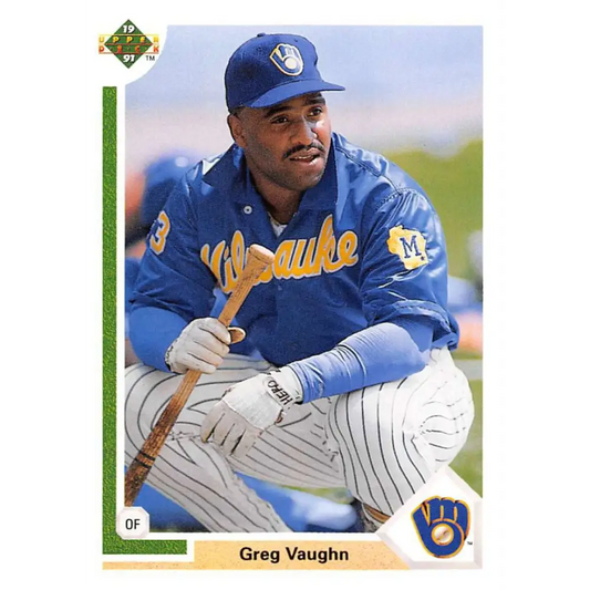 1991 Upper Deck #526 Greg Vaughn EX Excellent Milwaukee Brewers Baseball Card  Image 1