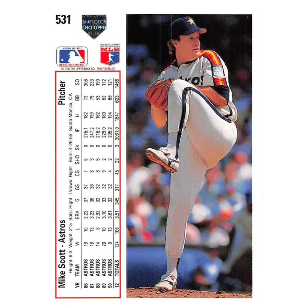1991 Upper Deck #531 Mike Scott EX Excellent Houston Astros Baseball Card  Image 2
