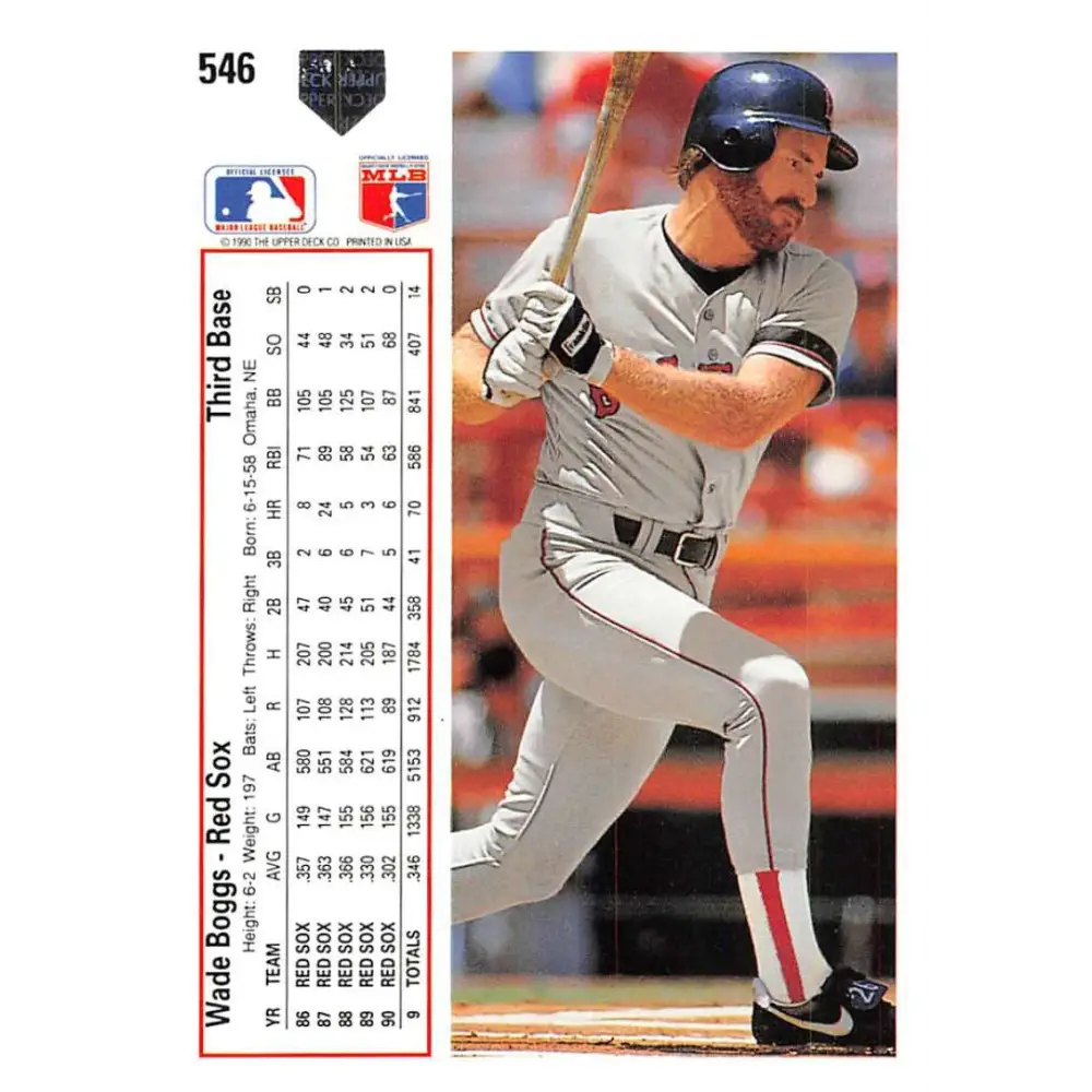 1991 Upper Deck #546 Wade Boggs EX Excellent Boston Red Sox Baseball Card  Image 2