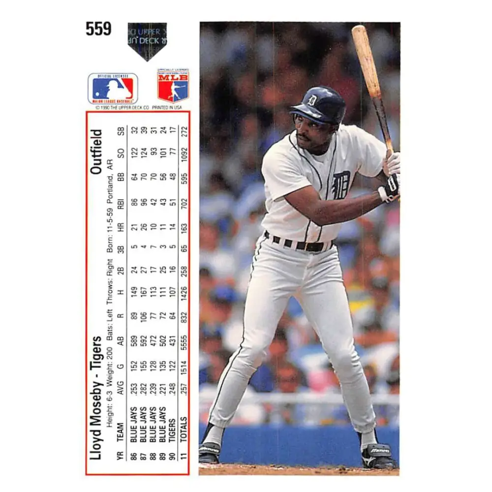 1991 Upper Deck #559 Lloyd Moseby EX Excellent Detroit Tigers Baseball Card  Image 2
