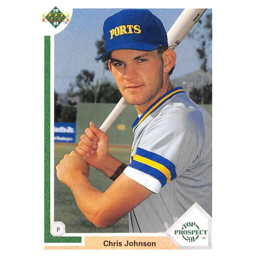 1991 Upper Deck #56 Chris Johnson EX Excellent RC Rookie Milwaukee Brewers Baseball Card  Image 1