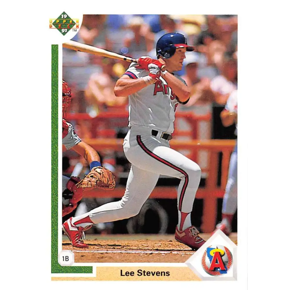 1991 Upper Deck #573 Lee Stevens NM-MT California Angels Baseball Card Image 2