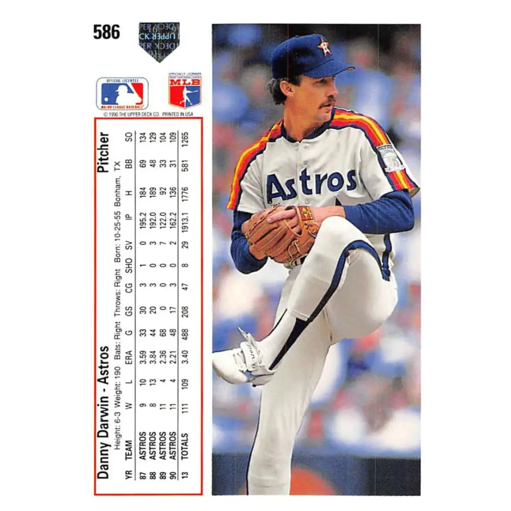 1991 Upper Deck #586 Danny Darwin NM-MT Houston Astros Baseball Card Image 2