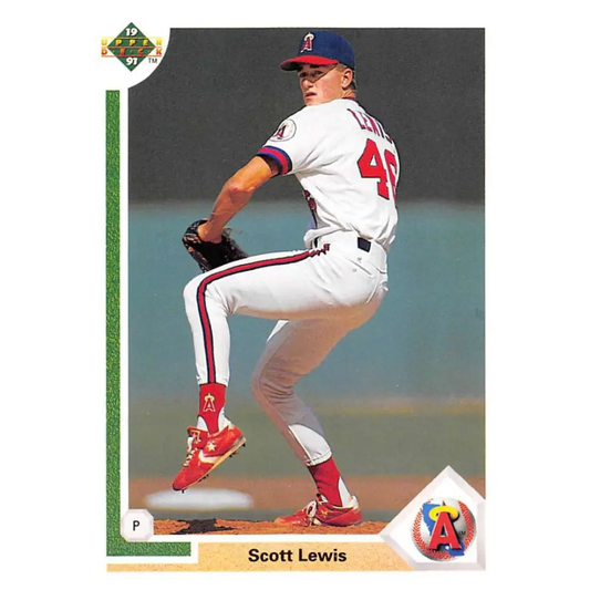 1991 Upper Deck #594 Scott Lewis NM-MT RC Rookie California Angels Baseball Card Image 1