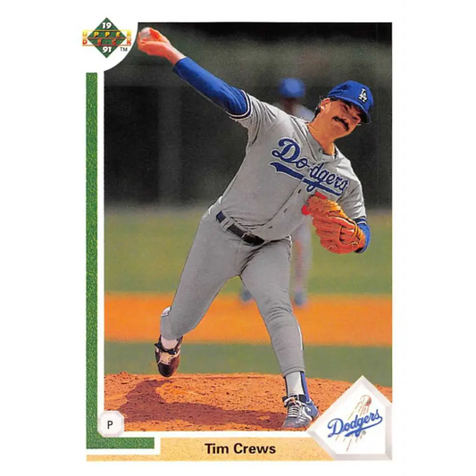 1991 Upper Deck #596 Tim Crews EX Excellent Los Angeles Dodgers Baseball Card  Image 1