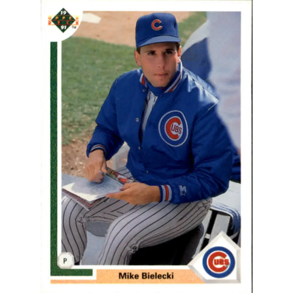 1991 Upper Deck #597 Mike Bielecki EX Excellent Chicago Cubs Baseball Card  Image 1