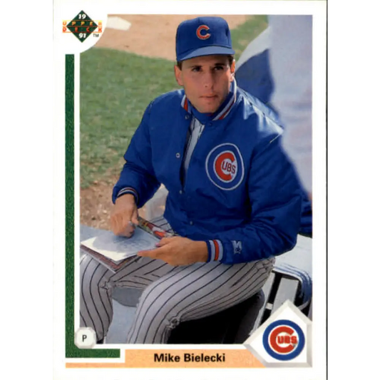 1991 Upper Deck #597 Mike Bielecki EX Excellent Chicago Cubs Baseball Card  Image 1