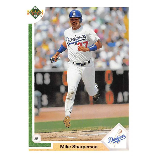 1991 Upper Deck #598 Mike Sharperson NM-MT Los Angeles Dodgers Baseball Card Image 1