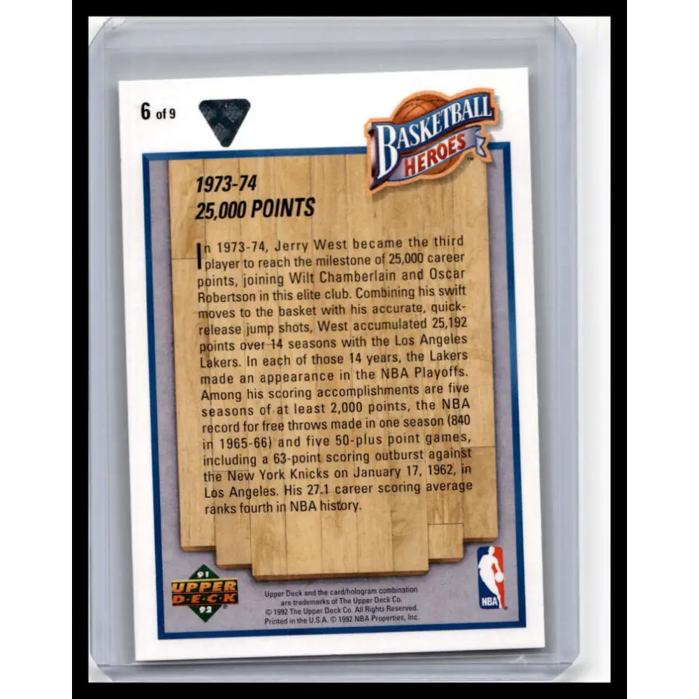 1991 Upper Deck #6 Jerry West NM-MT Los Angeles Lakers Basketball Card Image 2