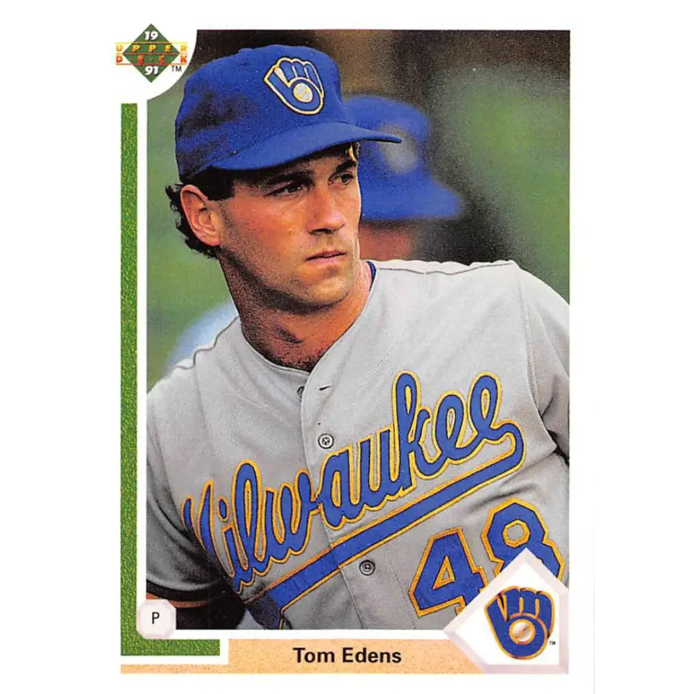 1991 Upper Deck #616 Tom Edens EX Excellent RC Rookie Milwaukee Brewers Baseball Card  Image 1