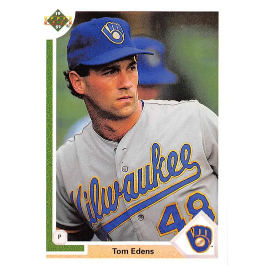 1991 Upper Deck #616 Tom Edens EX Excellent RC Rookie Milwaukee Brewers Baseball Card  Image 1