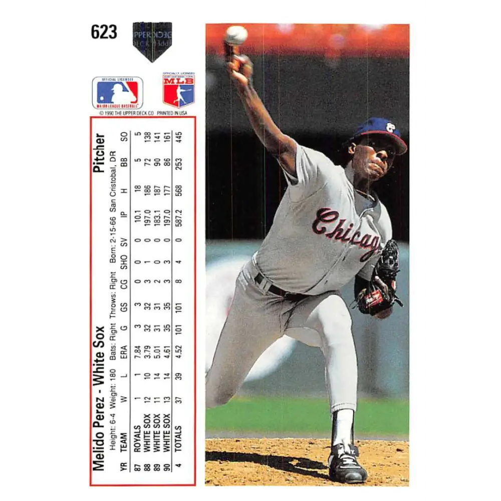 1991 Upper Deck #623 Melido Perez NM-MT Chicago White Sox Baseball Card Image 2