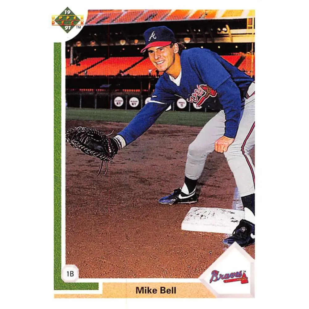 1991 Upper Deck #644 Mike Bell NM-MT RC Rookie Atlanta Braves Baseball Card Image 1