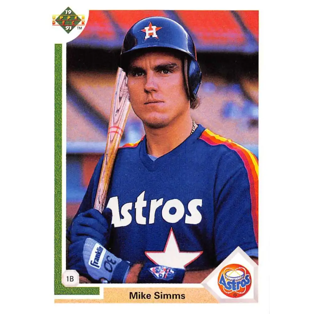1991 Upper Deck #664 Mike Simms EX Excellent RC Rookie Houston Astros Baseball Card  Image 1